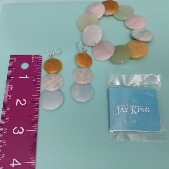 Jay King Multi-Color Disc Stone Bracelet and Earrings Set - Picture 3 of 3